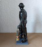 Figurine - Beeld mijnwerker met mijnlamp in hand. - Métal,