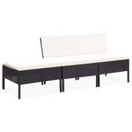 vidaXL 3-delige Loungeset met kussens poly rattan zwart, Tuin en Terras, Verzenden, Nieuw, Loungeset