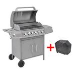 vidaXL Gasbarbecue 6+1 kookzone zilver, Verzenden, Nieuw