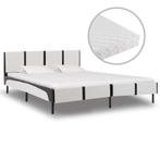 vidaXL Bed met matras kunstleer wit en zwart 180x200 cm