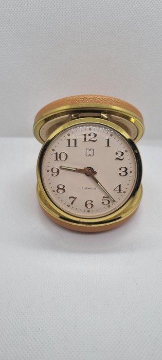 Klok (2) - Vintage Leder, Messing - 1960-1970, Antiek en Kunst, Curiosa en Brocante