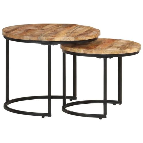 vidaXL 2-delige Tafeltjesset ruw mangohout, Huis en Inrichting, Tafels | Salontafels, Nieuw, Verzenden
