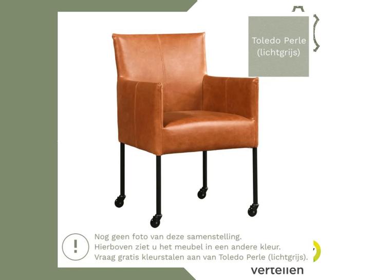 Leren eetkamerstoel Desire - Toledo Perle (lichtgrijs) -, Huis en Inrichting, Stoelen, Grijs, Eén, Nieuw, Leer, Ophalen of Verzenden