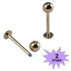 Fako Bijoux® - Labret Piercing - 4mm - Goudkleurig - 2 Stuks, Verzenden, Nieuw