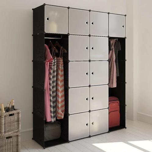 vidaXL Kast modulair met 14 vakken 37x146x180,5 cm zwart en, Huis en Inrichting, Kasten | Kleerkasten, Nieuw, Verzenden