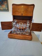 Drankservies - Glas, Hout - likeurkeldertje, Antiek en Kunst