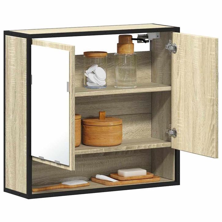 vidaXL Badkamerspiegelkast Sonoma eiken 65x20x60 cm bewerkt, Huis en Inrichting, Tafels | Kaptafels, Nieuw, Verzenden