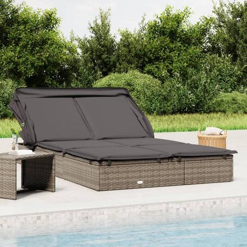 vidaXL Ligbed 2-persoons met dak 213x118x97 cm poly rattan, Tuin en Terras, Ligbedden, Nieuw, Verzenden