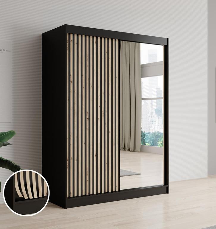 Kledingkast mat Zwart 150x62x200 Garderobekast, Huis en Inrichting, Kasten | Overige, Nieuw, Verzenden