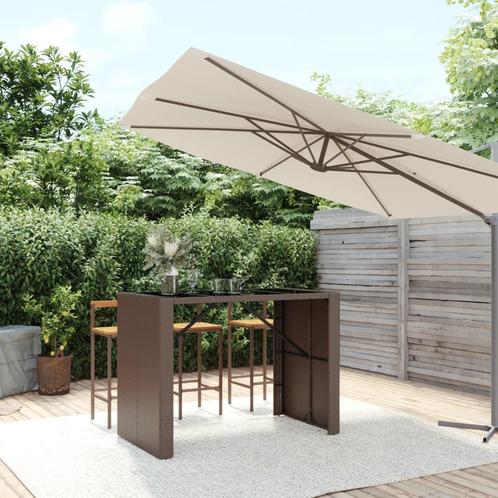 vidaXL Bartafel met glazen blad 145x80x110 cm poly rattan, Tuin en Terras, Tuintafels, Nieuw, Verzenden