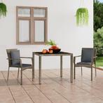 vidaXL Tuinstoelen 2 st met kussens poly rattan grijs, Tuin en Terras, Verzenden, Nieuw
