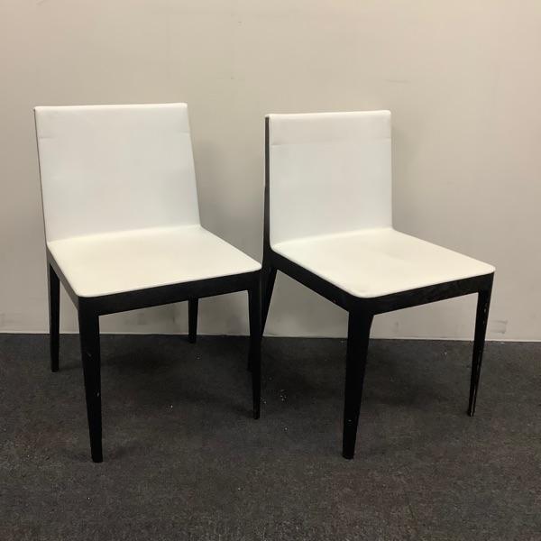 complete set 2 stuks B&B Italia EL eetkamer stoel, wit leder, Huis en Inrichting, Stoelen, Zwart, Gebruikt