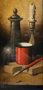 Etrusco (1924-1975) - Bodegón con candela y pincel, Antiek en Kunst, Kunst | Schilderijen | Klassiek