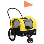 vidaXL Huisdierenfietskar 2-in-1 aanhanger loopwagen geel en