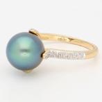 Ring - 14 karaat Geel goud, Witgoud Parel - Diamant - Parel, Nieuw