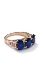 Zonder Minimumprijs - Ring - 9 kt. Roségoud, Zilver Saffier, Handtassen en Accessoires, Ringen, Nieuw