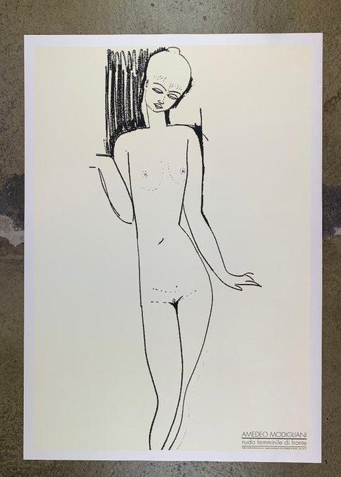 Amedeo Modigliani (after) - Nudo feminile di fronte -, Antiek en Kunst, Kunst | Tekeningen en Fotografie