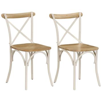 vidaXL Kruisstoelen 2 st massief mangohout wit, Verzenden