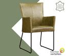 Leren eetkamerstoel Mate met armleuning - Vintage Olive, Huis en Inrichting, Stoelen, Overige kleuren, Nieuw, Ophalen of Verzenden