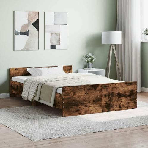 vidaXL Bedframe met hoofd- en voeteneinde gerookt eiken, Huis en Inrichting, Slaapkamer | Bedden, Nieuw, Verzenden