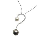 Collier avec pendentif - 18 carats Or blanc - 0.12ct. tw.