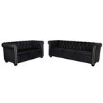 vidaXL Canapé Chesterfield à 2 places et à 3 places noir, Maison & Meubles, Verzenden, Neuf