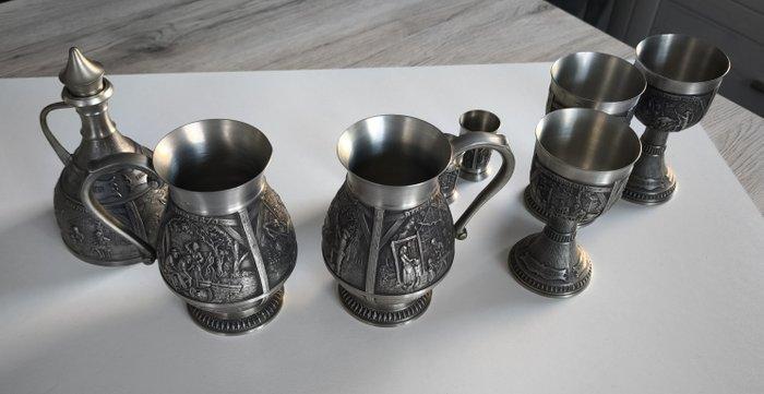 Waiter (9) - Tin - SKS Zinn 95% Set 9-delig, Antiek en Kunst, Antiek | Keukengerei