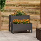 vidaXL Plantenbak 84,5x84x75 cm massief grenenhout grijs, Tuin en Terras, Verzenden, Nieuw