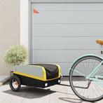 vidaXL Fietstrailer 30 kg ijzer zwart en geel, Fietsen en Brommers, Verzenden, Nieuw