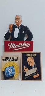 Élément décoratif - 3 reclameborden > Maestro sigaren, Alfa, Antiek en Kunst