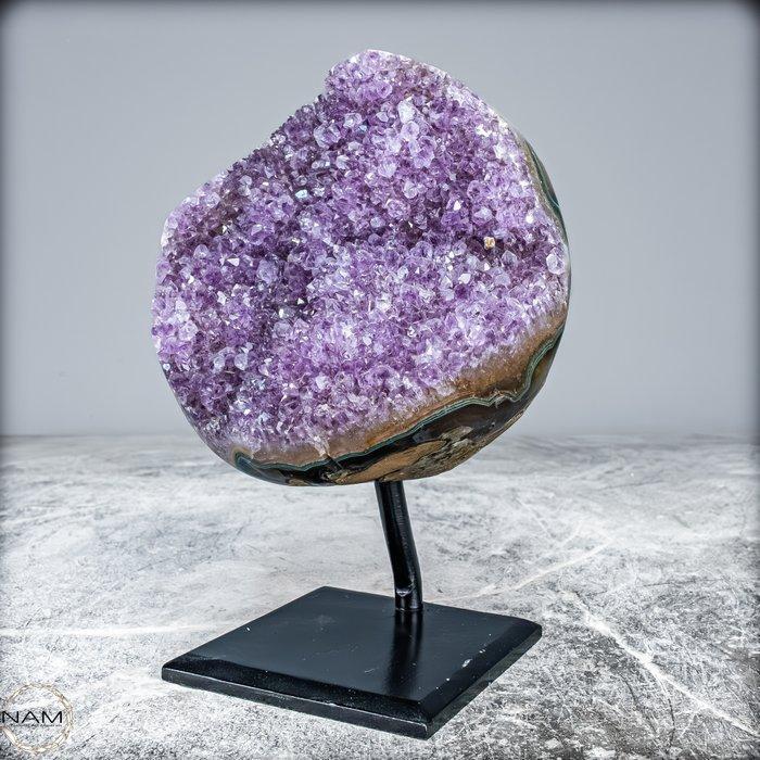 Zeldzame natuurlijke sugar coated amethist op standaard., Verzamelen, Mineralen en Fossielen