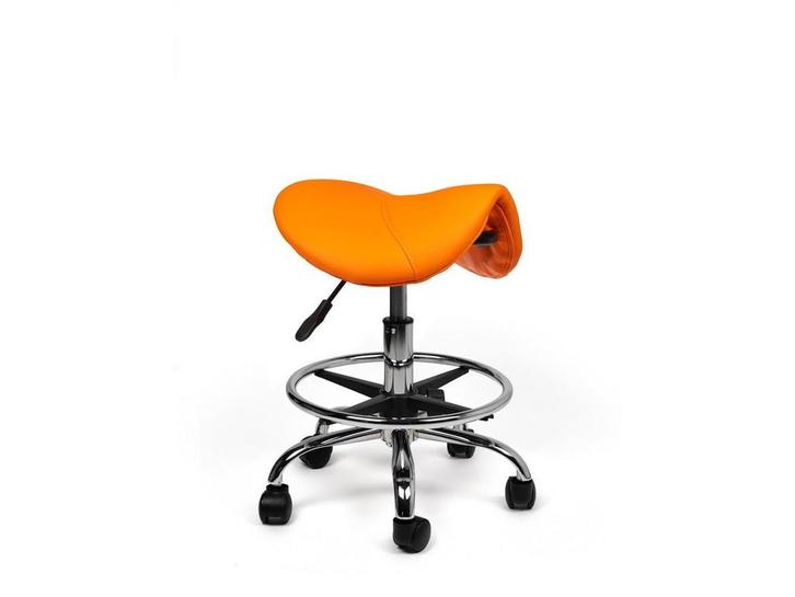 Zadelkruk Oranje - Lage uitvoering met Voetsteun, Huis en Inrichting, Krukjes, Nieuw, In hoogte verstelbaar