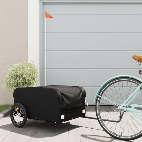 vidaXL Fietstrailer 45 kg ijzer zwart, Fietsen en Brommers, Fietsaccessoires | Aanhangwagens en Karren, Nieuw, Verzenden