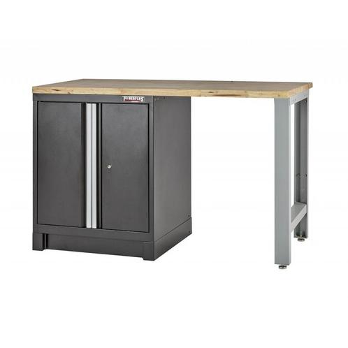 Heavy Duty werkbank met hardhouten werkblad, grijs pootstel, Doe-het-zelf en Bouw, Werkbanken, Ophalen of Verzenden