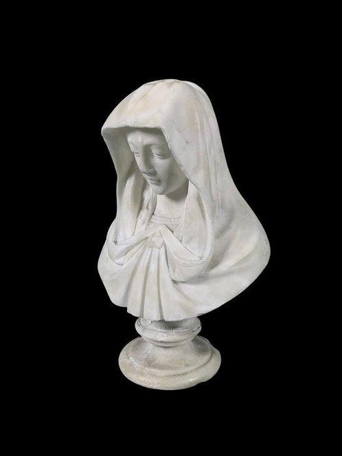 sculptuur, Buste de la vierge Marie - 21 cm - Marmer, Antiquités & Art, Art | Art non-occidental