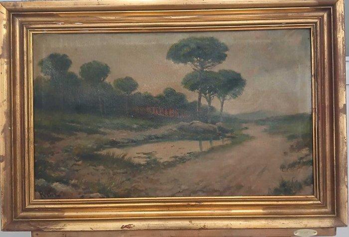 Europese school (XIX) - Paisaje impresionista - NO RESERVE, Antiek en Kunst, Kunst | Schilderijen | Klassiek