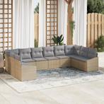 vidaXL 10-delige ligbed set met kussens Beige Poly Rattan, Verzenden, Nieuw