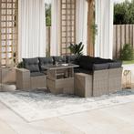 vidaXL Salon de jardin 9 pcs avec coussins gris clair, Verzenden, Neuf, Salons de jardin