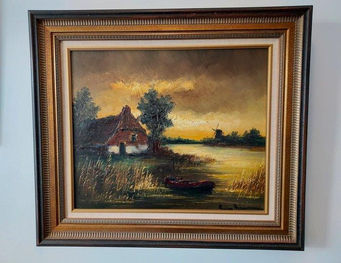 Peter Brouwer (1935-2010) - Impressionistisch landschap in, Antiek en Kunst, Kunst | Schilderijen | Klassiek