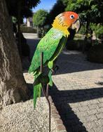 Beeldje - Papegaai op stok - Metaal, Antiek en Kunst