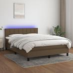 vidaXL Boxspring met matras en LED stof donkerbruin 140x200, Huis en Inrichting, Slaapkamer | Bedden, Verzenden, Nieuw
