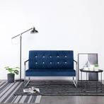 vidaXL Tweezitsbank met armleuningen chroom en fluweel blauw, Verzenden, Nieuw