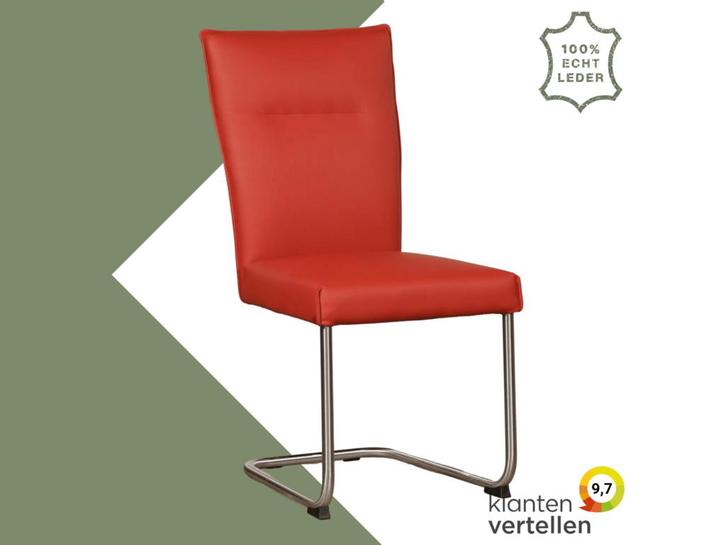 Leren eetkamerstoel Retro - Toledo Siegelstein (rood) -, Huis en Inrichting, Stoelen, Rood, Eén, Nieuw, Leer, Ophalen of Verzenden