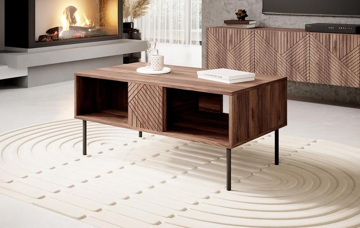 Meubella Salontafel eiken 100x55x45 cm rechthoekig, Huis en Inrichting, Tafels | Salontafels, Nieuw, 50 tot 100 cm, Minder dan 50 cm