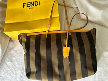 Fendi - Borsa Tote Fendi Pequin - canvas e pelle - come