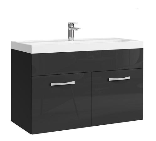 Badkamermeubel Set Paso 01 80 x 40 cm Zwart Badmeubel, Huis en Inrichting, Badkamer | Badkamermeubels, Nieuw, Verzenden