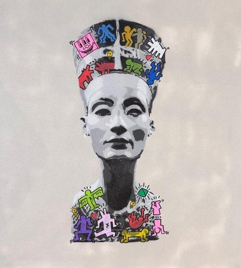 Quiona+ (1987) - ‘Nefertiti with Keith Haring’, Antiek en Kunst, Kunst | Schilderijen | Modern