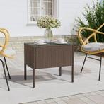 vidaXL Bijzettafel 53x37x48 cm poly rattan en gehard glas, Huis en Inrichting, Tafels | Bijzettafels, Verzenden, Nieuw