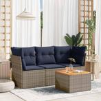 vidaXL 4-delige Loungeset met kussens poly rattan grijs, Tuin en Terras, Tuinsets en Loungesets, Verzenden, Nieuw, Loungeset
