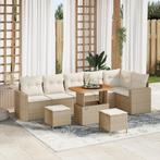 vidaXL 9-delige tuinsofa set met kussens in beige poly, Verzenden, Nieuw